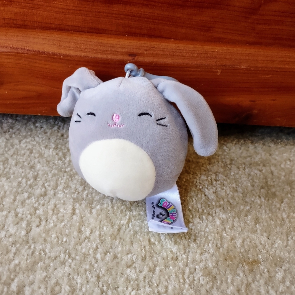 Squishmallows Blake the Gray Bunny Clip-On Plush